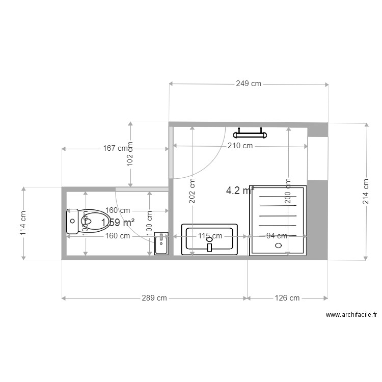 SDB Toilette. Plan de 0 pièce et 0 m2