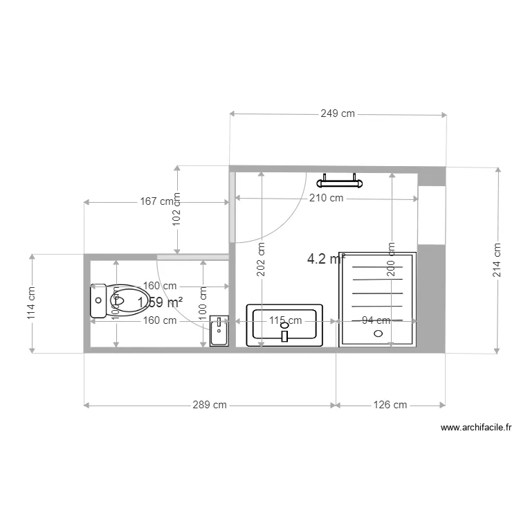 SDB Toilette. Plan de 