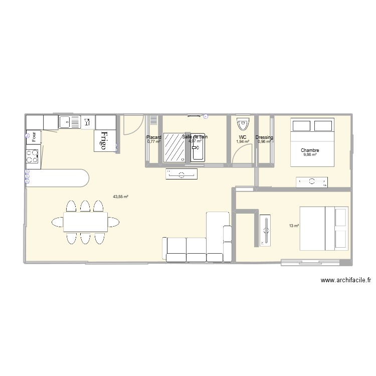 maison. Plan de 7 pièces et 75 m2