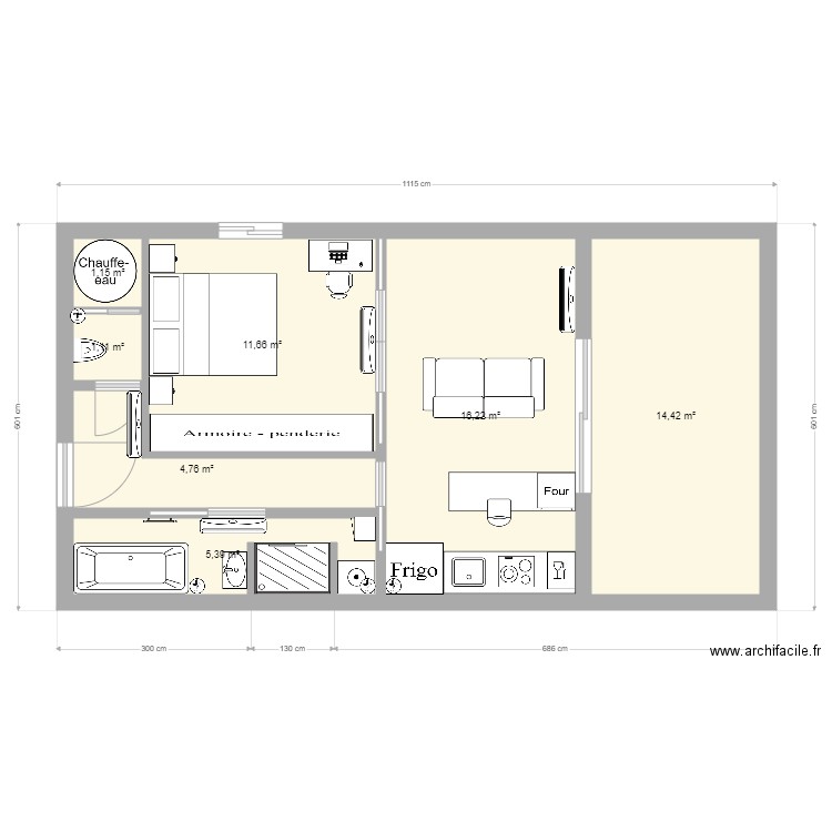 Grasse. Plan de 7 pièces et 55 m2