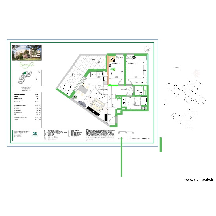 APPARTEMENT CARMINA T3 JANETH V8. Plan de 12 pièces et 80 m2