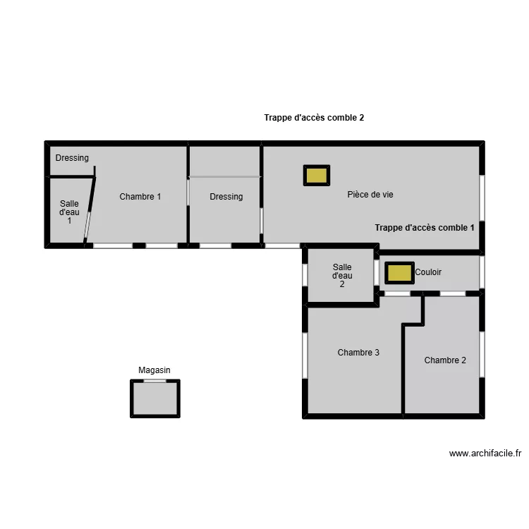 Mosny termites. Plan de 12  et 32 m²