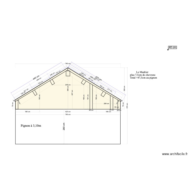 Plan de coupe toiture. Plan de 0 pièce et 0 m2