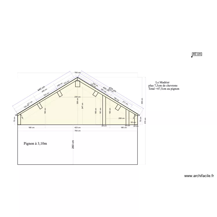 Plan de coupe toiture. Plan de 