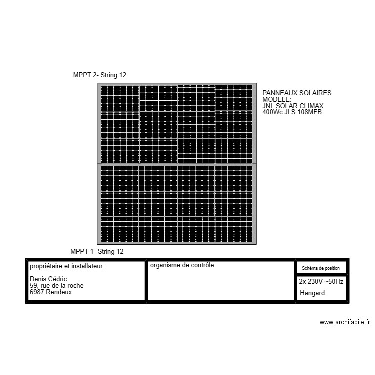 CEDRIC PANNEAUX SOLAIRE. Plan de 4 pièces et 17 m2