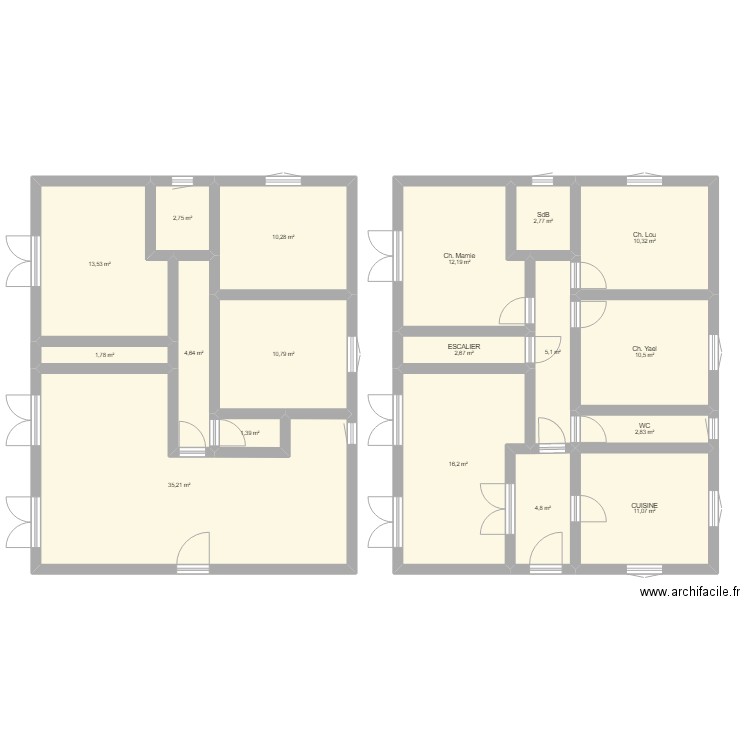 RAZAC. Plan de 18 pièces et 159 m2