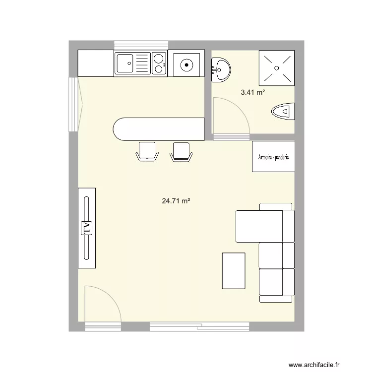 Studio 1. Plan de 