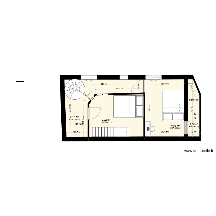 pavillon 2eme étage 33. Plan de 4 pièces et 29 m2