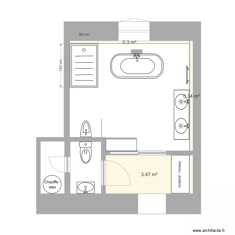 salle de bain. Plan de 