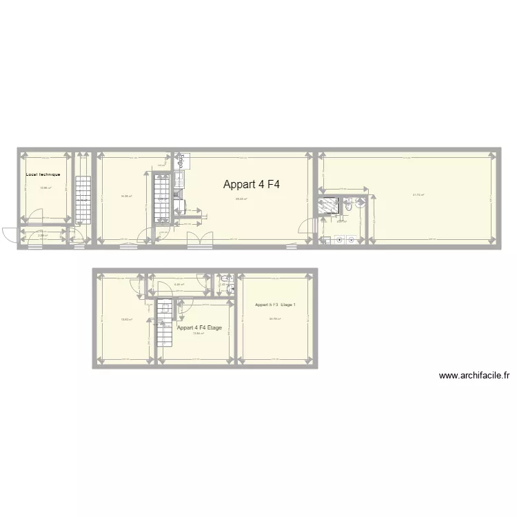 pierre de bresse Le moulin Appart F3  1 Etage. Plan de 