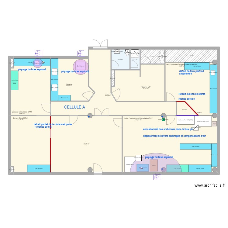 Cellule A-PLACO PLAFOND. Plan de 16 pièces et 261 m2