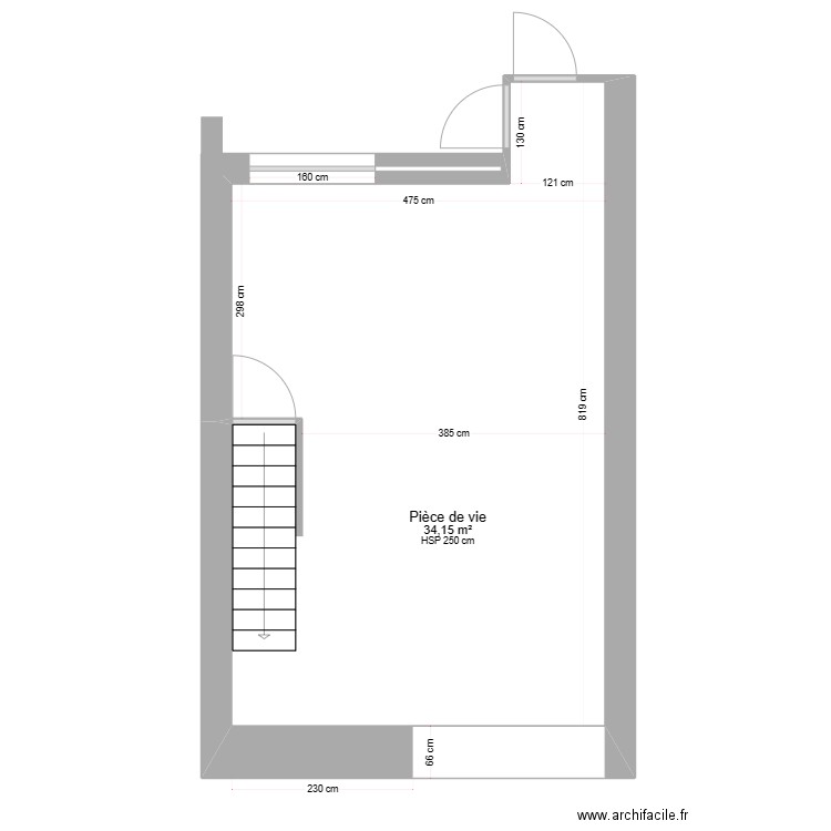 Cuisine - Projet 2-1. Plan de 1 pièce et 34 m2