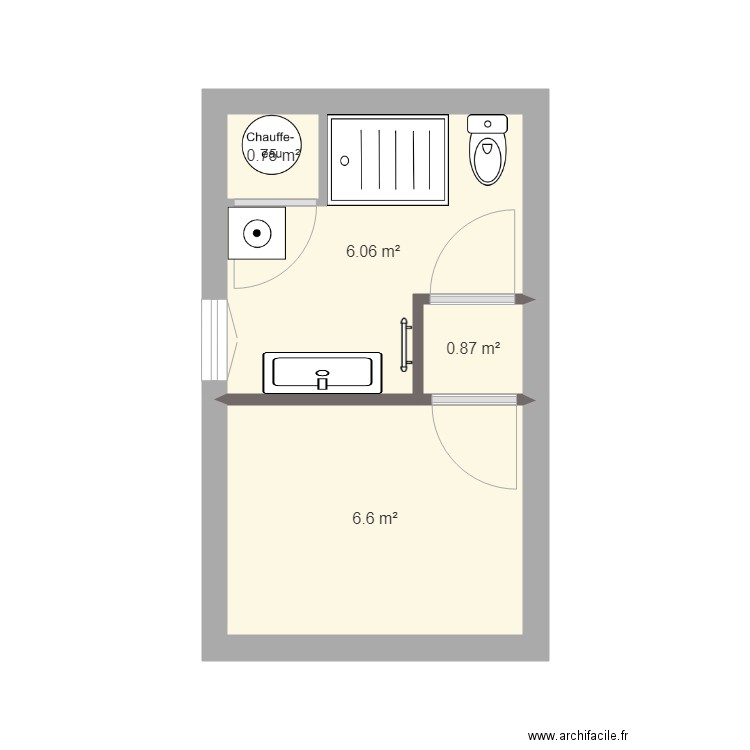 triclot 2. Plan de 4 pièces et 14 m2