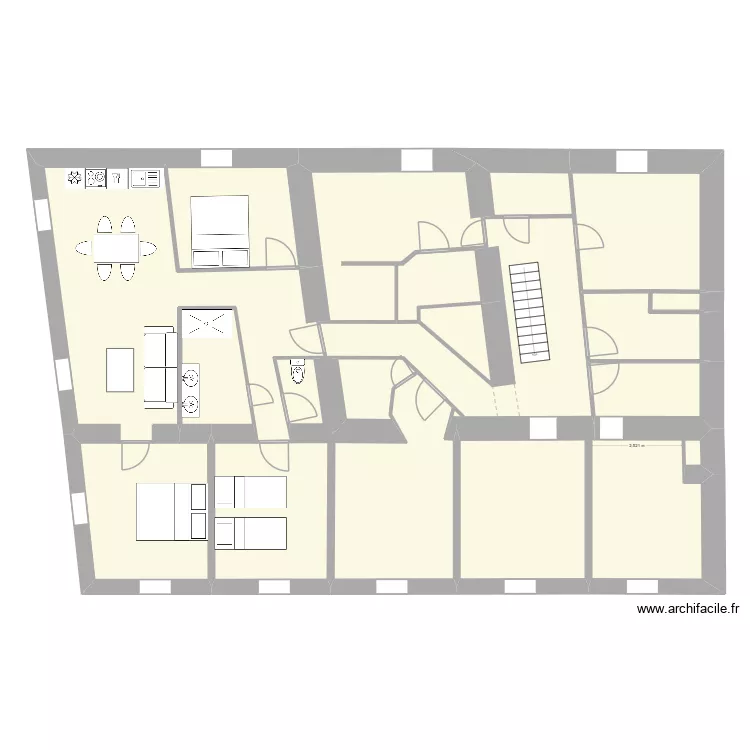 R&eacute;f&eacute;rence. Plan de 15 pièces et 176 m²