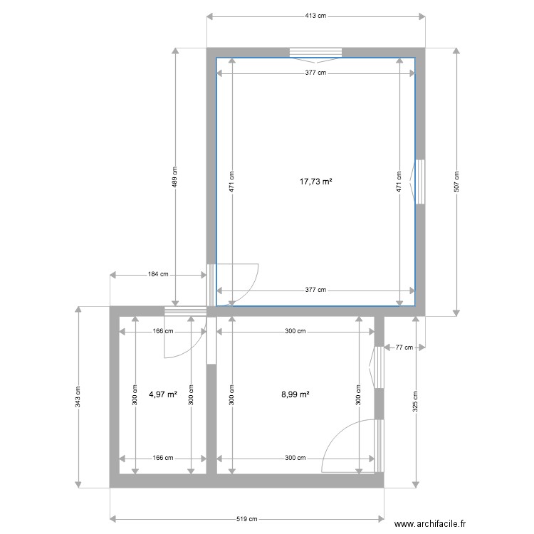 EVIAN 2021 macon RDC existant. Plan de 3 pièces et 32 m2