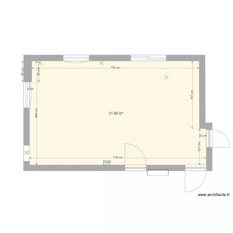 salon carriere sans meuble. Plan de 