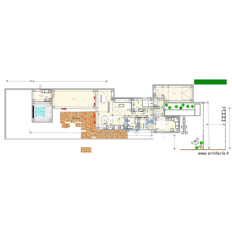 Plan agrandissement cuisine avec Véranda et abri terrasse. Plan de 0 pièce et 0 m2