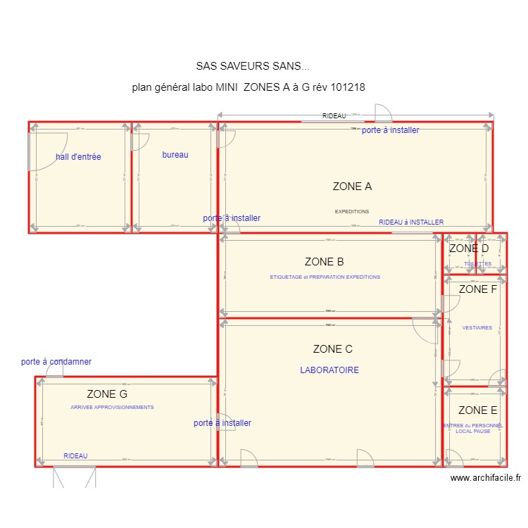 plan general labo MIN Zones A à G rév 101218 coté. Plan de 0 pièce et 0 m2