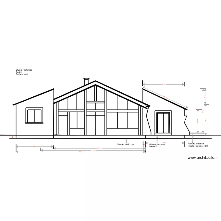 Studio Picholine Projet Fa&ccedil;ade Sud R&eacute;hausse toiture. Plan de 