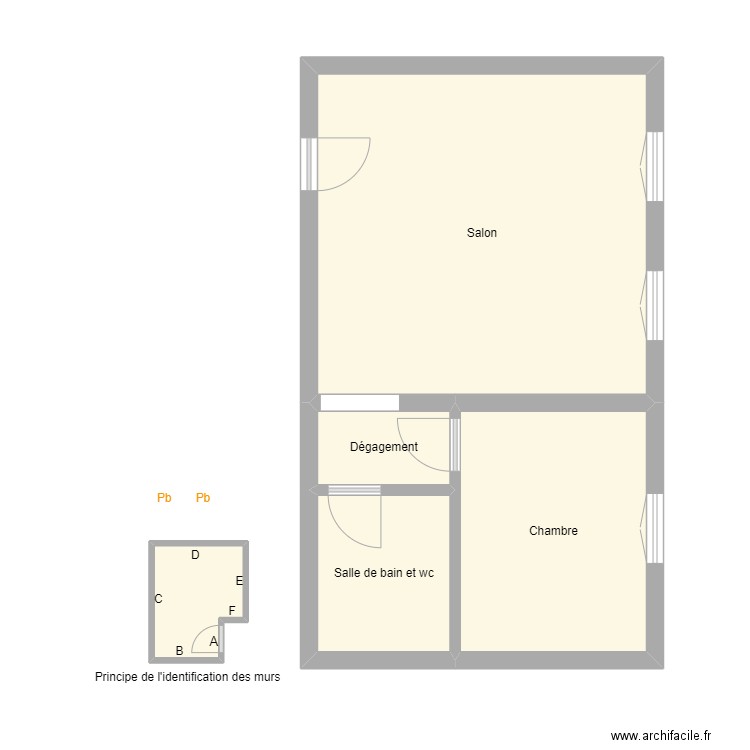 Croquis N4. Plan de 5 pièces et 44 m2