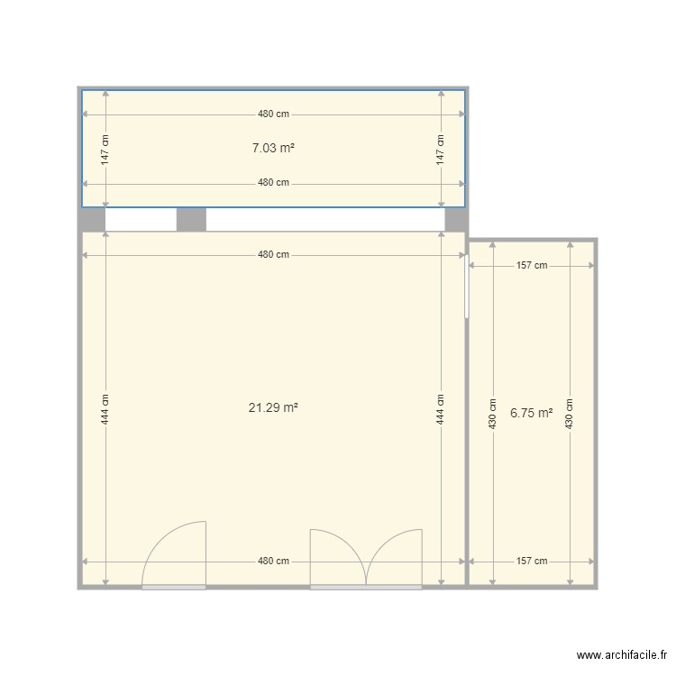 hubert. Plan de 3 pièces et 35 m2