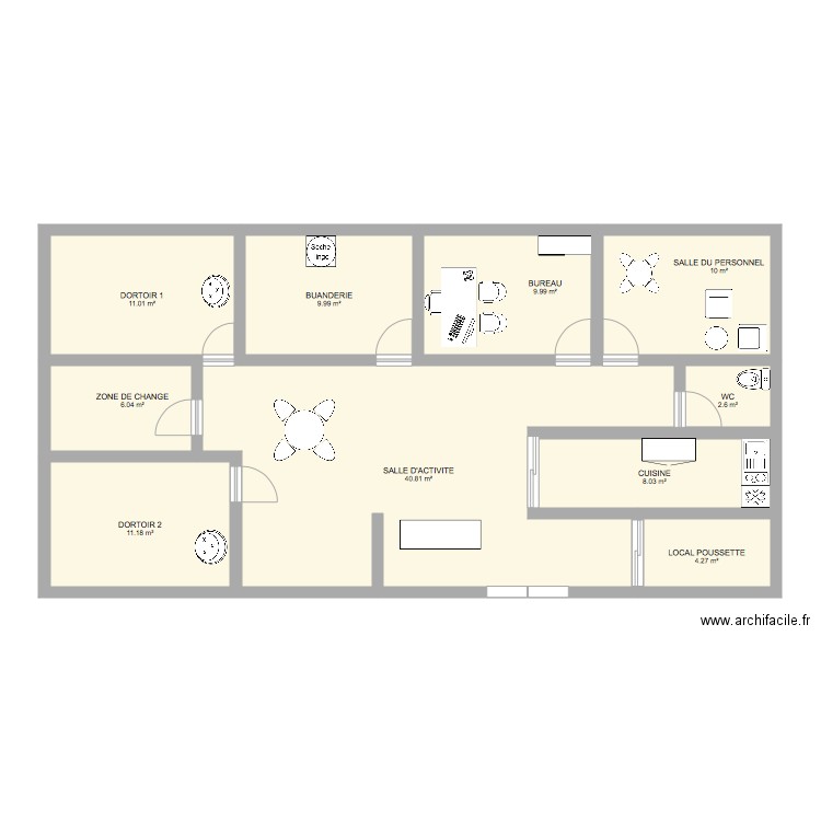 creche. Plan de 0 pièce et 0 m2