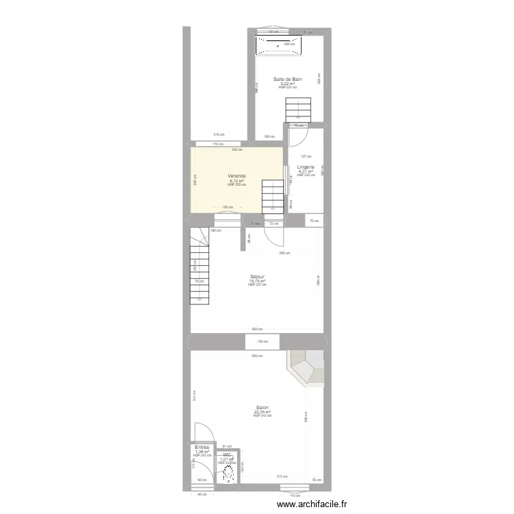 Rez de Chauss&eacute; - Existant. Plan de 