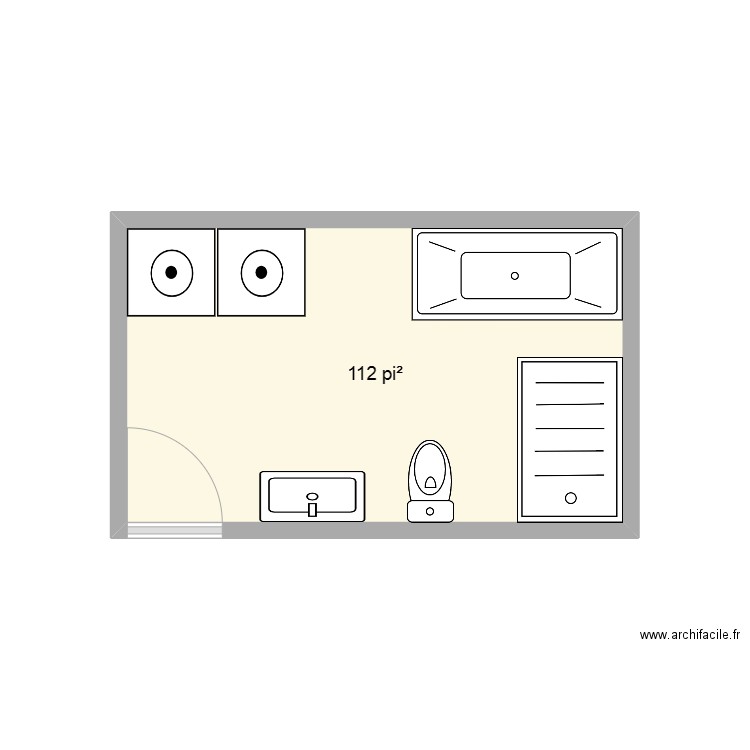 salle bain SS2. Plan de 1 pièce et 10 m2