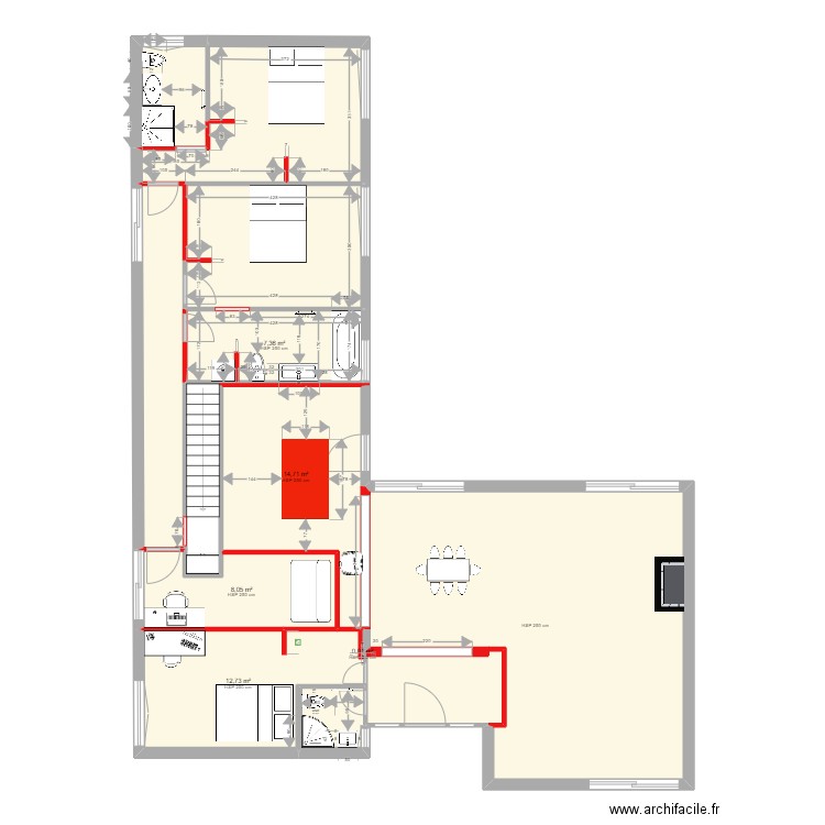 TALENCE Maison V1. Plan de 11 pièces et 133 m2