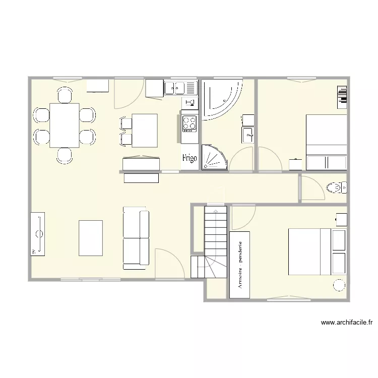 Maison avec salon. Plan de 