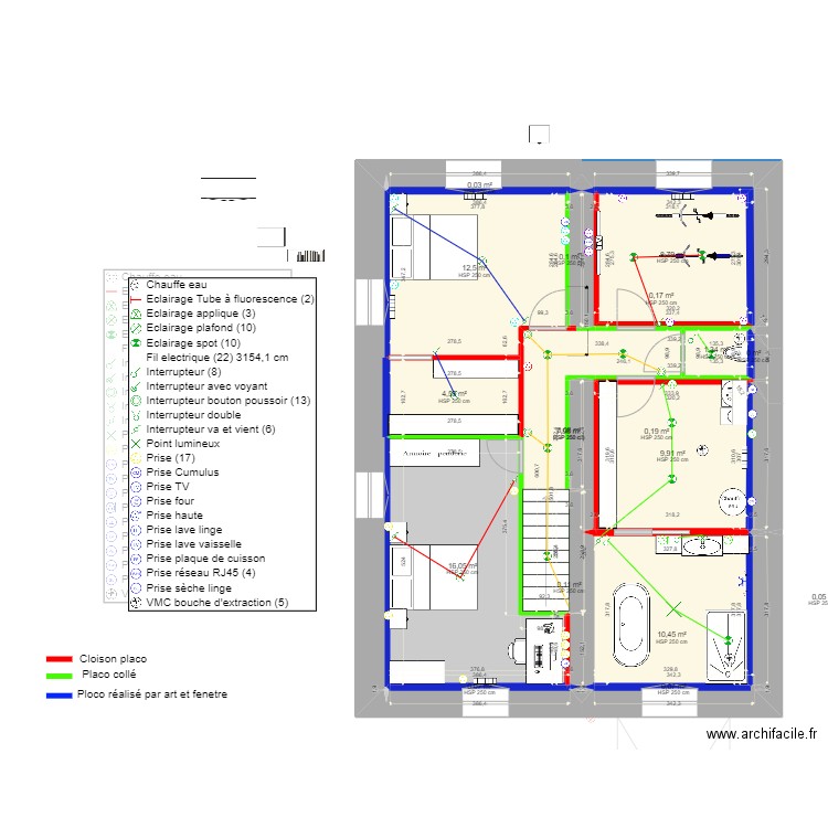 Amandine Chambre. Plan de 27 pièces et 148 m2