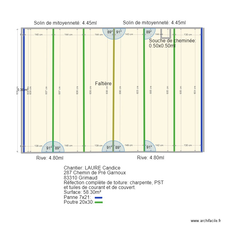 Plan LAURE. Plan de 7 pièces et 52 m2