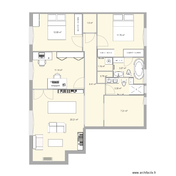 Plan eastman2 WC et 2 Sdb. Plan de 0 pièce et 0 m2