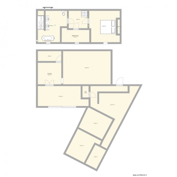 bachy 1. Plan de 14 pièces et 177 m2