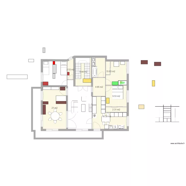 MAISON AVEC BUREAU 2. Plan de 