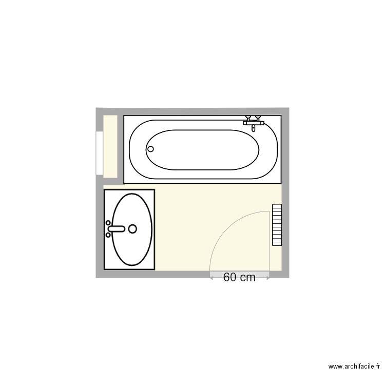 plan avant travaux Jegard. Plan de 2 pièces et 3 m2