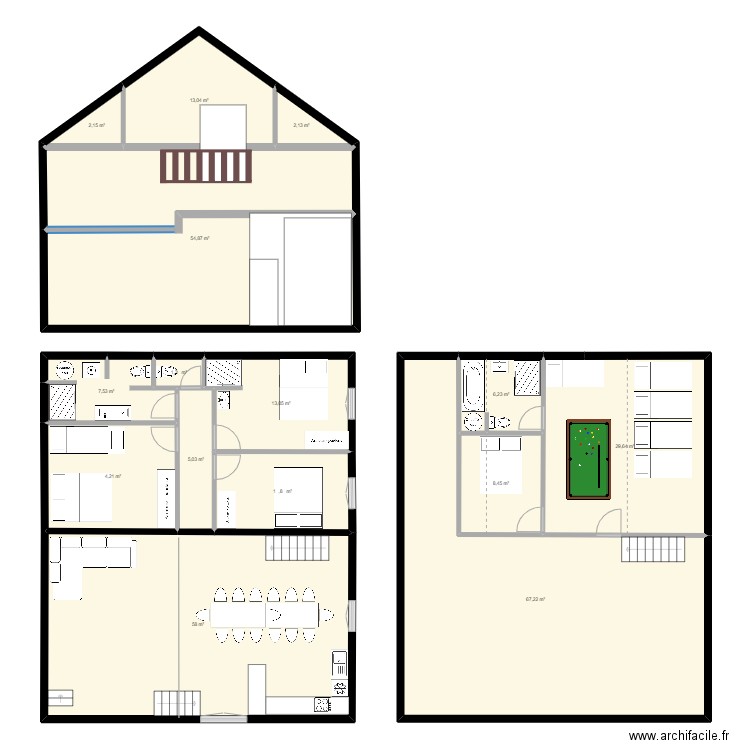 barOC. Plan de 15 pièces et 294 m2