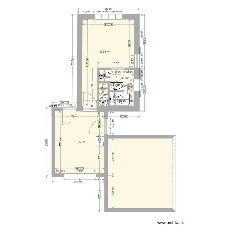 Plan 2. Plan de 5 pièces et 42 m2