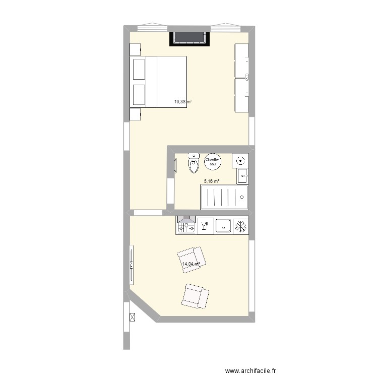 Plan Wemberghe 2. Plan de 3 pièces et 39 m2