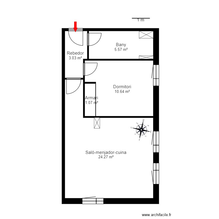 ED. PRAT DE LA SOLANA BLOC 1 2-1. LA MASSANA. Plan de 5 pièces et 45 m2