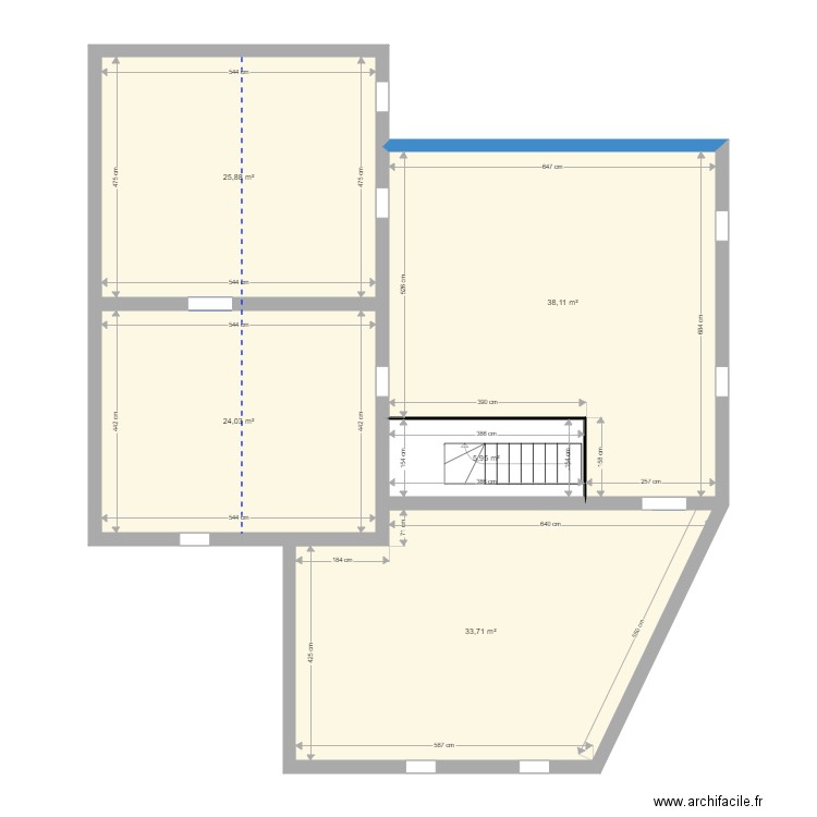 Bazoges Etage actuel. Plan de 5 pièces et 128 m2