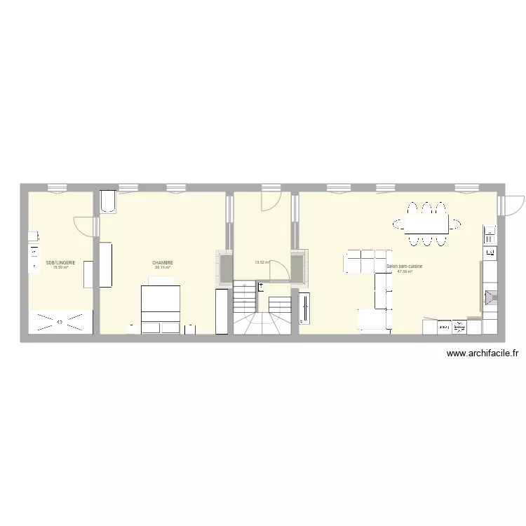 rdc meubl&eacute; . Plan de 