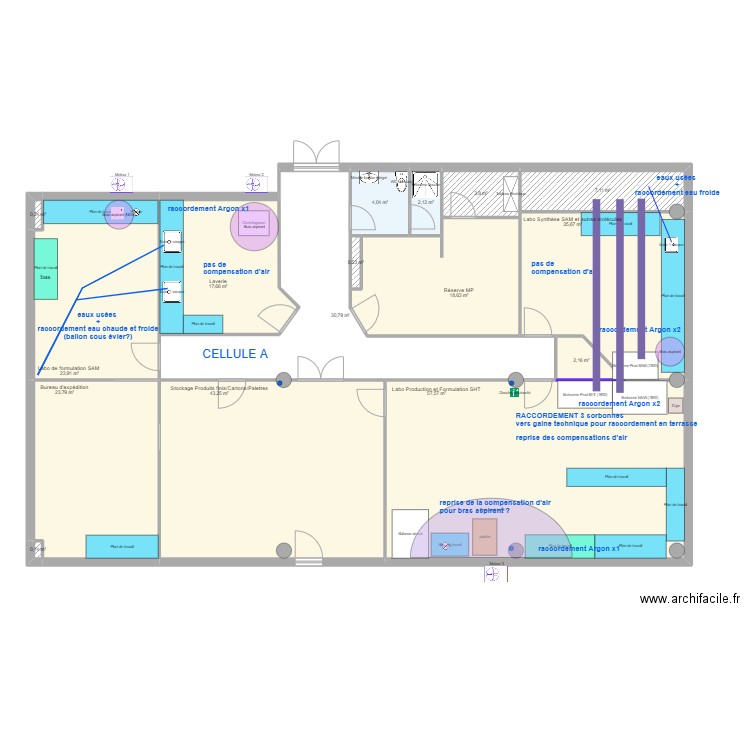Cellule A-AEROLIQUE PLOMBERIE. Plan de 16 pièces et 261 m2