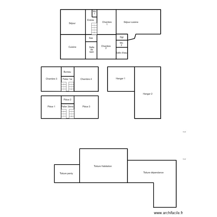 DOUARNENEZ BERELOWITCH. Plan de 10 pièces et 75 m2