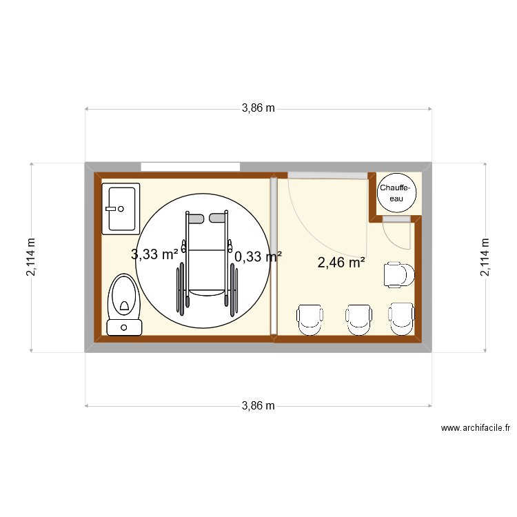 SALLE ATTENTE. Plan de 3 pièces et 13 m2