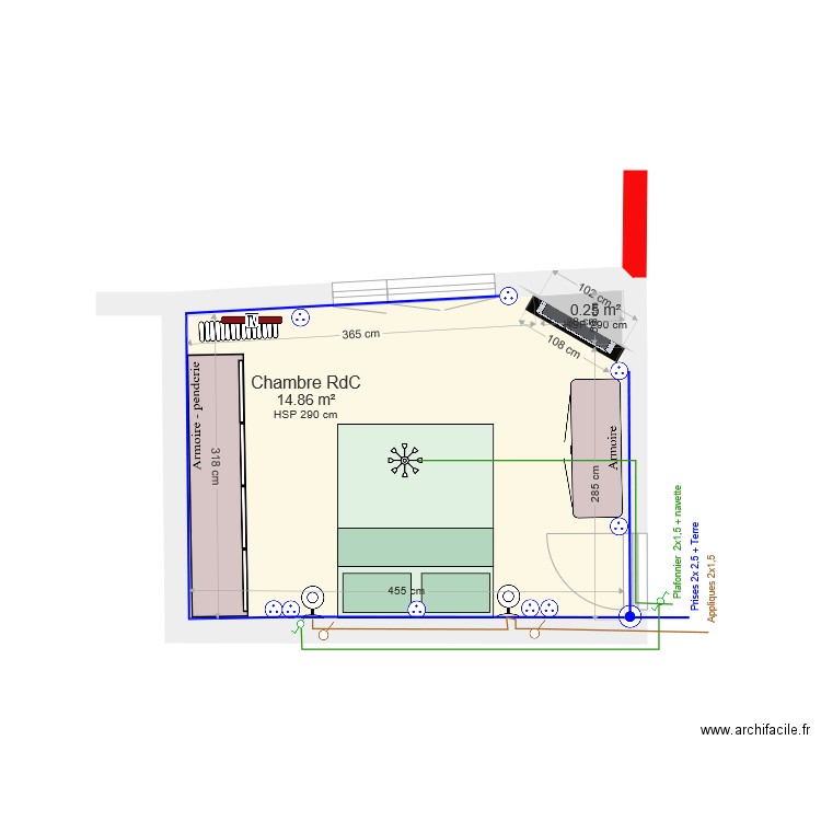 Chambre RdC Electricité. Plan de 0 pièce et 0 m2