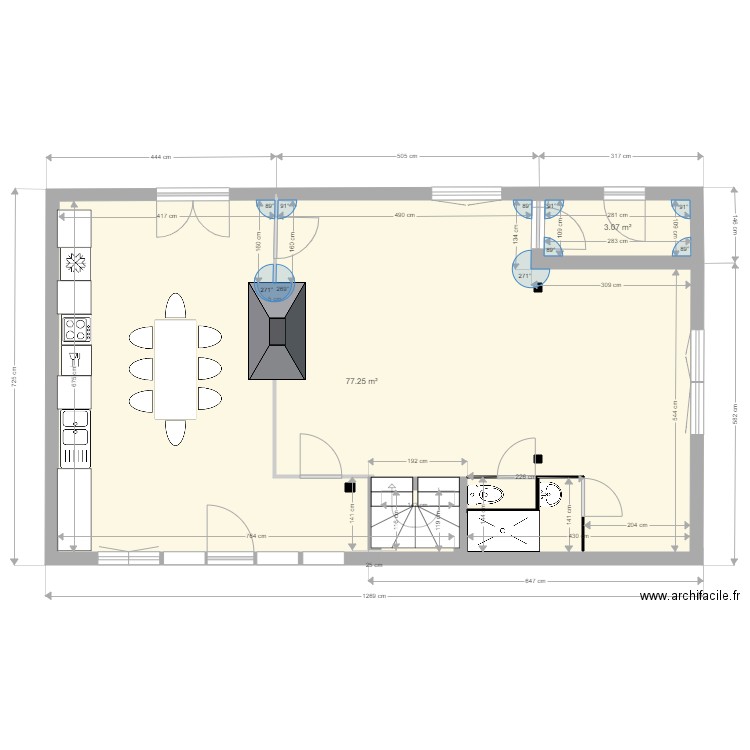 RDC CASTETS+Logement. Plan de 2 pièces et 80 m2