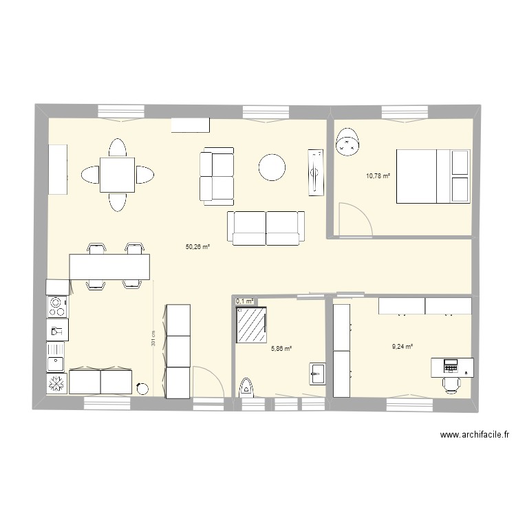 Eton. Plan de 5 pièces et 76 m2