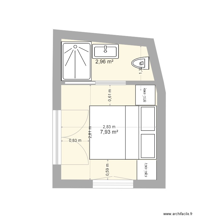 Chambre 6 ré bis. Plan de 0 pièce et 0 m2