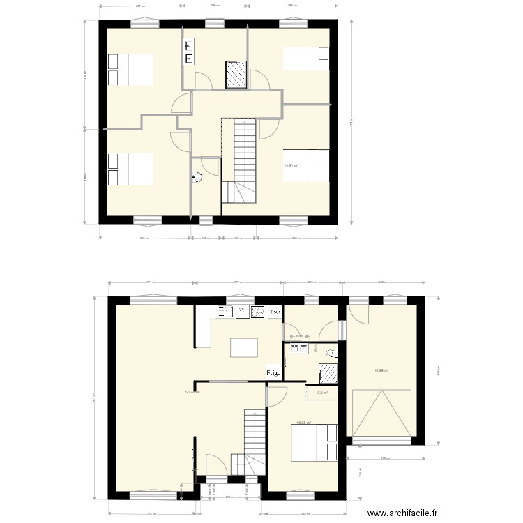 séparation étage placo. Plan de 11 pièces et 164 m2